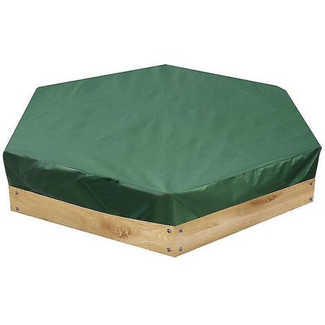 Bâche de protection pour bac à sable, imperméable et anti-poussière, hexagonale, verte, avec cordon de serrage - 230 x 200 cm