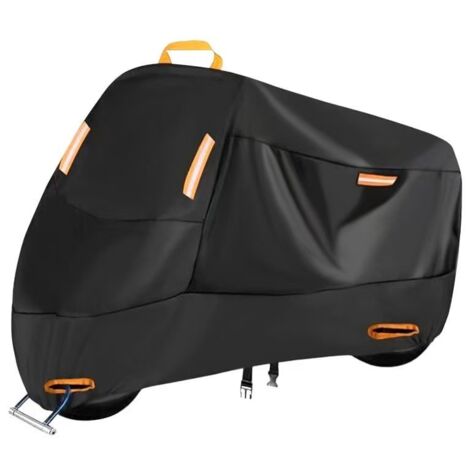 Bâche de Protection pour Moto Imperméable, 300D Oxford Housse Moto Exterieur Interieur avec 4 Bandes réfléchissantes et 2 Trous de Serrure, pour Kawas