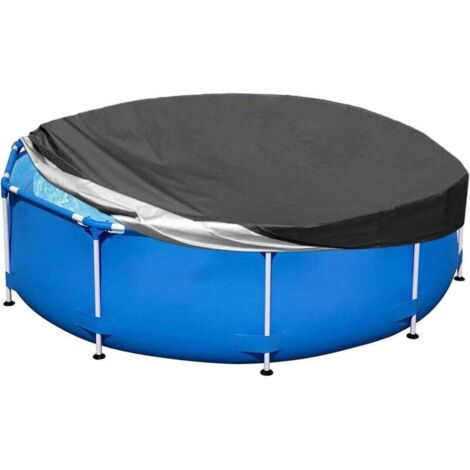 Bâche de protection pour piscine, bâche ronde de 305 cm, bâche d'hiver pour piscine hors sol, bâche de piscine pliable et étanche, résistante à l'eau et à la poussière (noire)