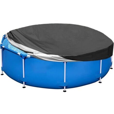 Bâche de Protection pour Piscine,244cm Bache Piscine Ronde,Bache Hivernage Piscine Hors Sol,Couverture de Piscine Pliable et Imperméable étanche à l'eau et à La Poussière(Noir)