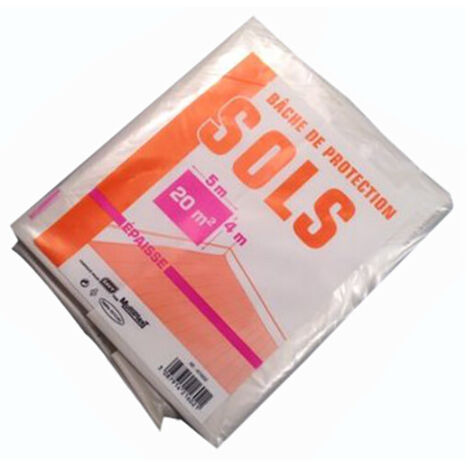 Bâche de protection sol 4x5m – Épaisseur 50 microns – Polyéthylène translucide – Pour chantiers humides et travaux de peinture – Savy