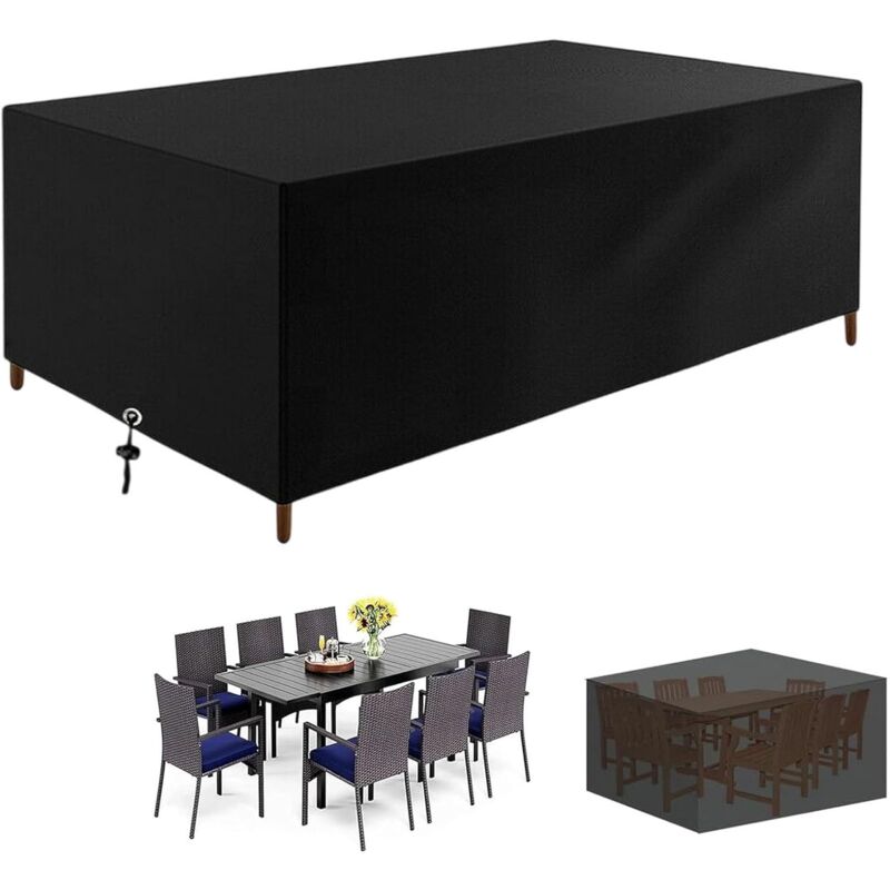 Bâche de Protection Table de Jardin 255 x130x 80cm, 420D Oxford Tissu, Anti-UV Résistant, Résistant Poussière Housse Salon de Jardin Exterieur
