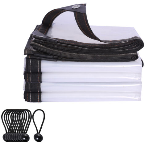 Bâche de protection transparente et imperméable avec attaches élastiques, 1,8 x 3 m, pour plantes de jardin, serre, chenil, toit de cour
