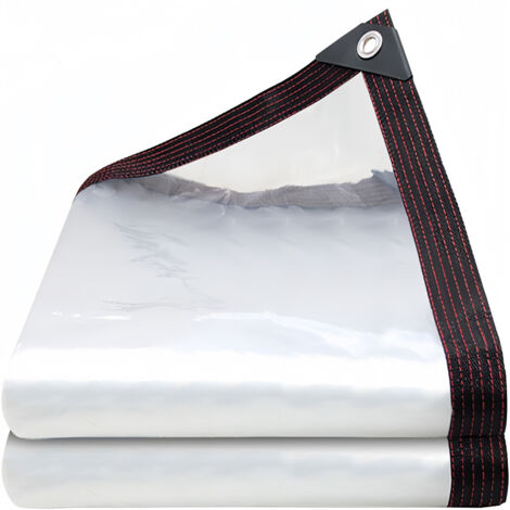 Bâche de protection transparente, perforée, PVC imperméable, adaptée aux serres, résistante aux intempéries (2m x 4m)