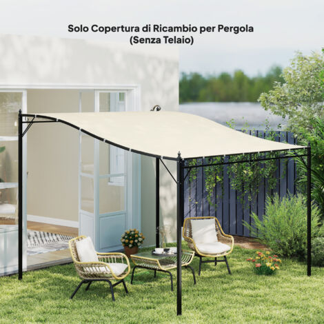 Bâche de rechange pour pergola de jardin de 2,5 x 3 m avec 8 trous de drainage. Polyester. 297 x 243 cm. Beige.
