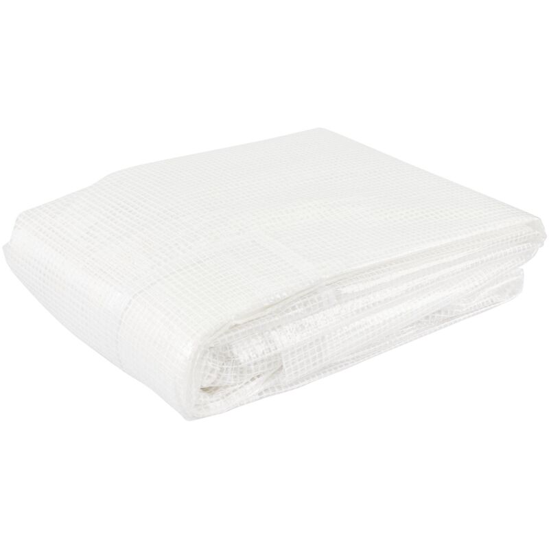 ECD Germany Bâche de Rechange pour Serre de Jardin Tunnel 6m², Plastique 135g/m², 3x2x2 m Blanc, Fermeture Éclair, Porte, 6 Fenêtres, Film de
