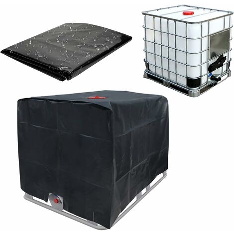 Bâche de réservoir d'eau, Bâche Couverture Réservoir IBC pour Cuve 1000L, Capôt de Protection Container Citerne Eau, Anti-poussière Anti-UV Anti-Pluie, 120x100x116cm (noir)，Starlight
