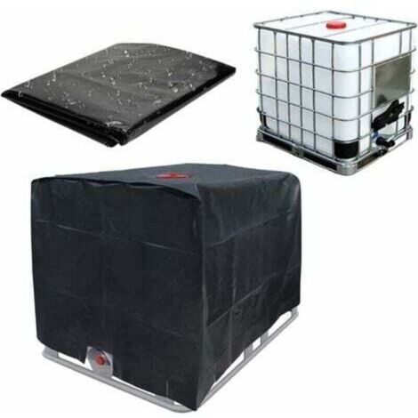 Bâche de réservoir d'eau, Bâche Couverture Réservoir IBC pour Cuve 1000L, Capôt de Protection Container Citerne Eau, Anti-poussière Anti-UV Anti-Pluie, 120x100x116cm (noir)，Starlight