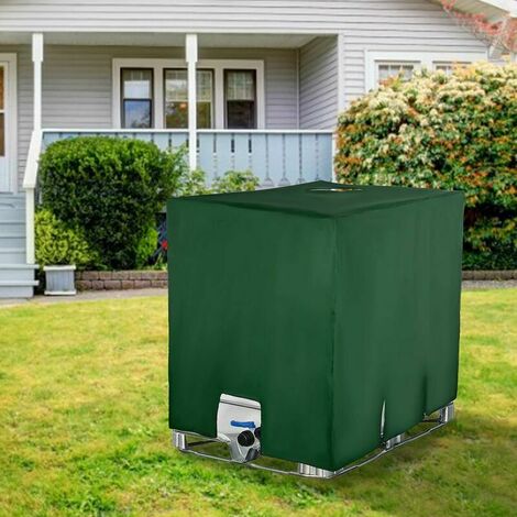 Bâche de réservoir d'eau, Bâche Couverture Réservoir IBC pour Cuve 1000L, Capôt de Protection Container Citerne Eau, Anti-poussière Anti-UV Anti-Pluie, 120x100x116cm (vert)