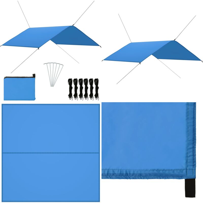 Bâche d'extérieur 4x4 m Bleu - Tente Extérieure - Bâche Imperméable - Protection Solaire - Parasol Pliable - Abri De Soleil - Home & Living