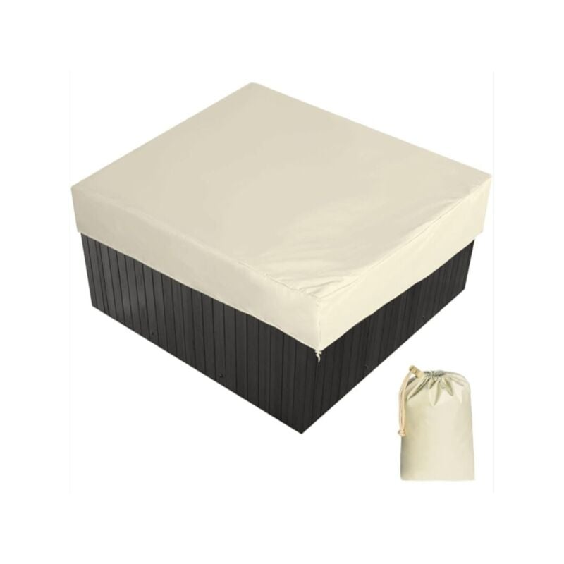 Bache d'extérieur pour Spa Housse de Bain à Remous Carrée Etanche Couverture de Spa en Tissu Polyester 190T Anti-poussière Anti-UVavec Un Sac de