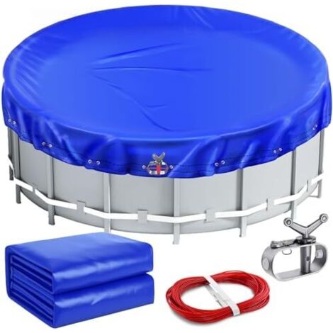 Bâche d'hiver pour piscine Ø 500-550 cm, bâche en PE de 200 g/m², ronde l'été et l'hiver, 610 cm Bleu 500 - 550 (Ø cm)