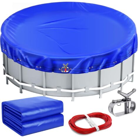 Bâche d'hiver pour piscine Ø 500-550 cm, bâche en PE de 200 g/m², ronde l'été et l'hiver, 610 cm Bleu 500 - 550 (Ø cm)