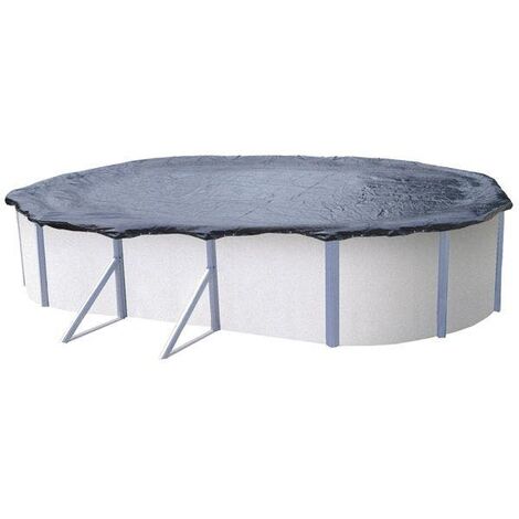 Bâche d'hivernage pour piscine ovale de 7,30 x 3,65 m à 7,75 x 4,10 m - Gris