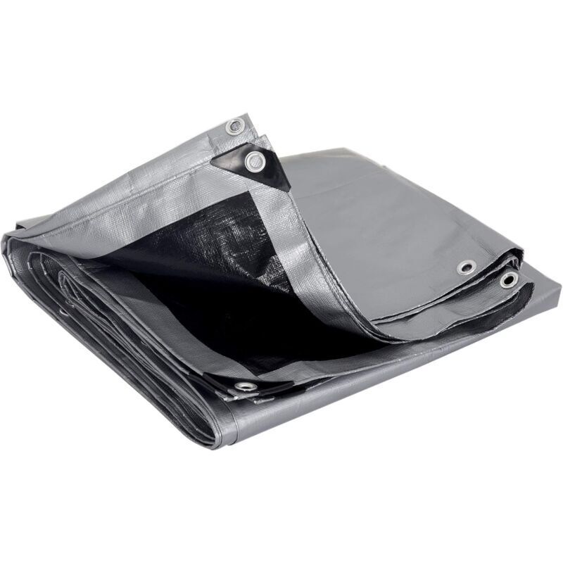 Ymyny - Bâche en polyéthylène Ulisem 120 g/m², imperméable, grise et noire, avec œillets, haute densité, 3 x 4 m