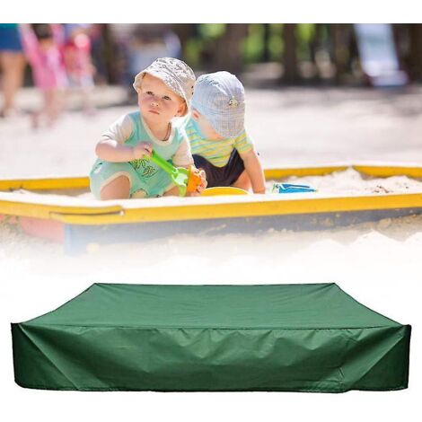 Bâche extérieure imperméable et résistante aux UV, verte, pour bac à sable, avec cordon de serrage - 150 x 150 x 20 cm