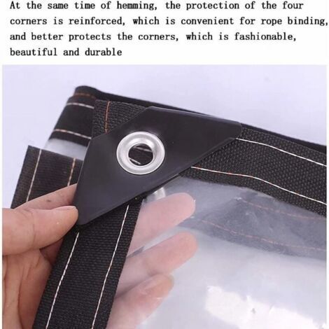 Bâche extérieure transparente et imperméable, bâche pour remorque, grande bâche extérieure avec perforations, bâche de protection, bâche imperméable et résistante aux UV (2x3 mètres).