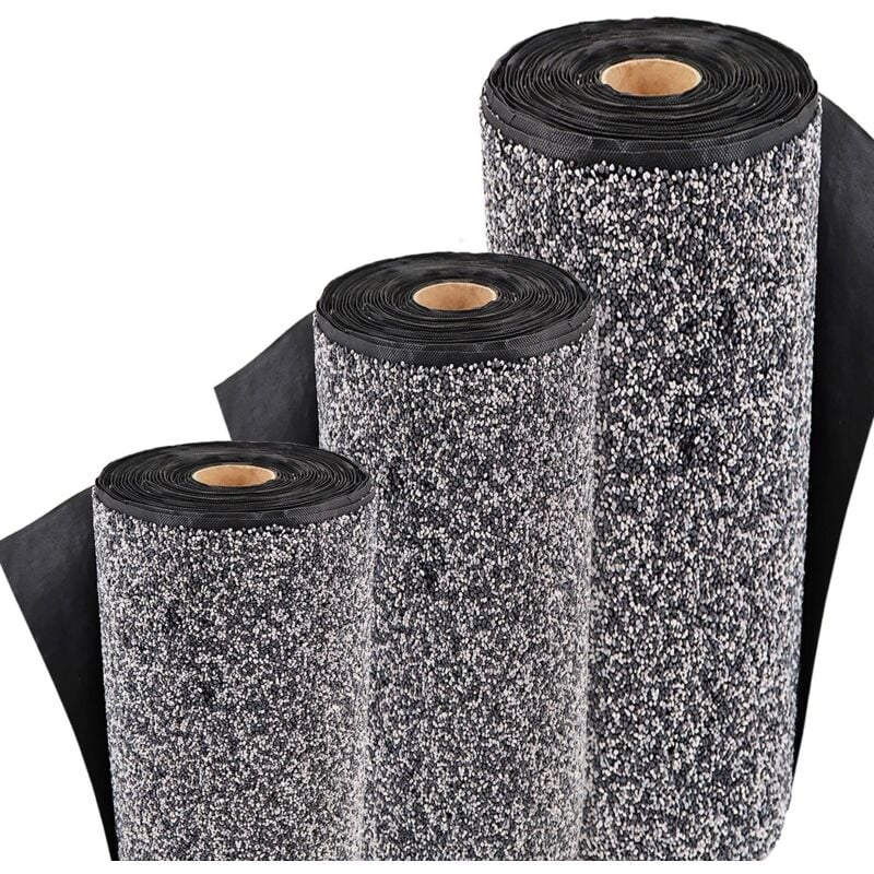 Bâche gravillonnée 12 m x 0,4 m de large pour les bordures de bassin, cours d'eau de jardin, liner de bassin, gris