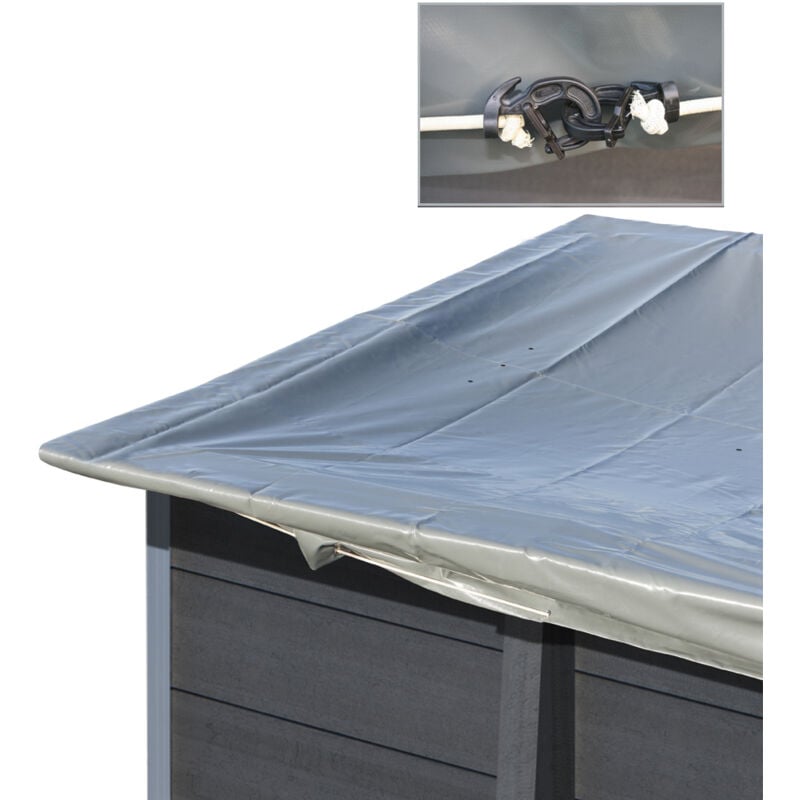 Bâche hiver 580g/m² pour piscine composite ovale KPCOV66 de dimensions extérieures 664 x 386cm