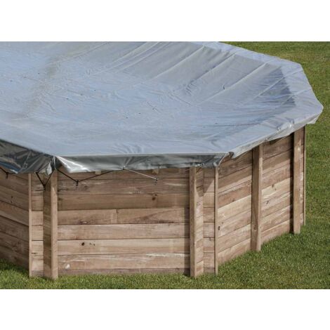 Bâche hiver pour piscine bois ronde VANILLE 2 de diamètre extérieur 4,00m