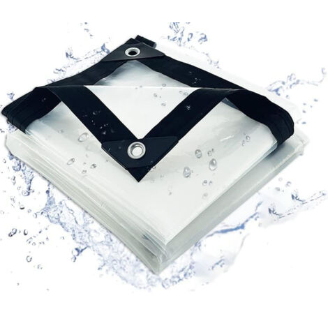 Bâche imperméable avec œillets, Transparente résistante aux intempéries, auvent et bâches Pliables,Couvercle de Protection, âche à Huile imperméable pour Meubles de Jardin, Plantes, Serre, Toit(3X2m)