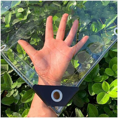 Bâche imperméable, bâche en PVC transparent avec œillets, bâche isolée pour jardin, terrasse, plantes, bâche transparente résistante aux intempéries (1x1m)-BDD
