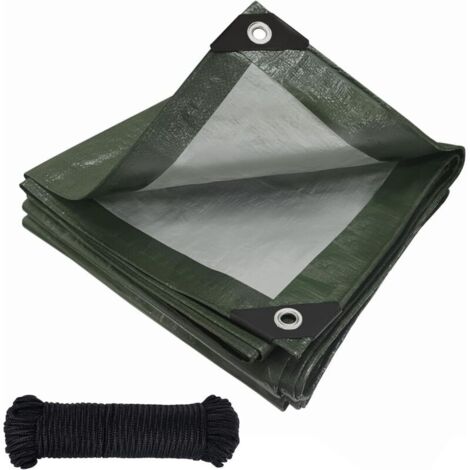 Bâche imperméable de 4 m avec anneaux gravés, en polyéthylène 120 g/m², pour camion, résistante aux intempéries, à la poussière, aux UV et aux déchirures, et utilisable comme housse de protection pour