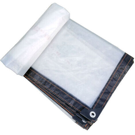 Bâche imperméable perforée transparente 2x2M matériau PVC pliable bâche extérieure imperméable, indéchirable et coupe-vent (corde blanche incluse)