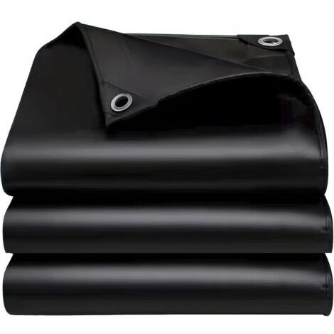 Bâche imperméable robuste 2x3m, bords renforcés, résistante aux UV, adaptée au camping, aux toits et autres emplacements extérieurs, noire.