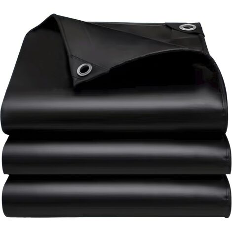 Bâche imperméable robuste 3x4m, bords renforcés, résistante aux UV, adaptée au camping, aux toits et autres emplacements extérieurs, noire.