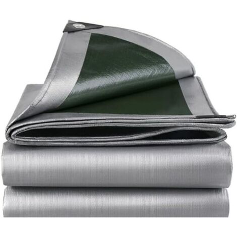 Bâche imperméable robuste en plastique PE, résistante au gel et aux UV, pour jardin, tonnelle et camping, argentée, 2 m x 5 m