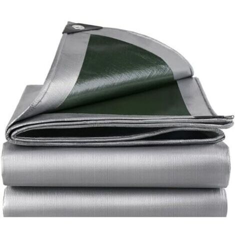Bâche imperméable robuste en plastique PE, résistante au gel et aux UV, pour jardin, tonnelle et camping, argentée, 2 m x 5 m