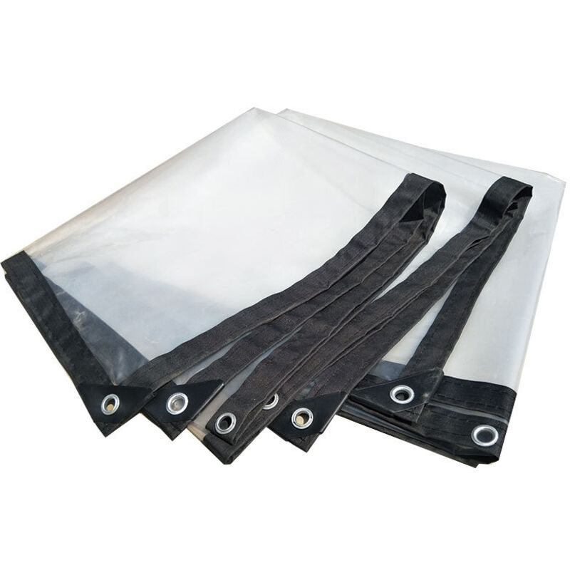 Bâche imperméable transparente 2x2 mètres avec œillets, bâche en plastique transparente épaissie, bâche imperméable à la pluie