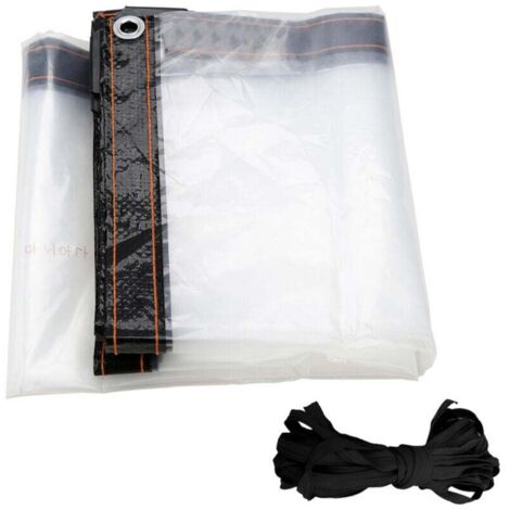 Bâche Imperméable Transparente avec Oeillets 3x2M Matériau PVC Pliable D'extérieur Étanche, Indéchirable et Coupe-Vent Bâche