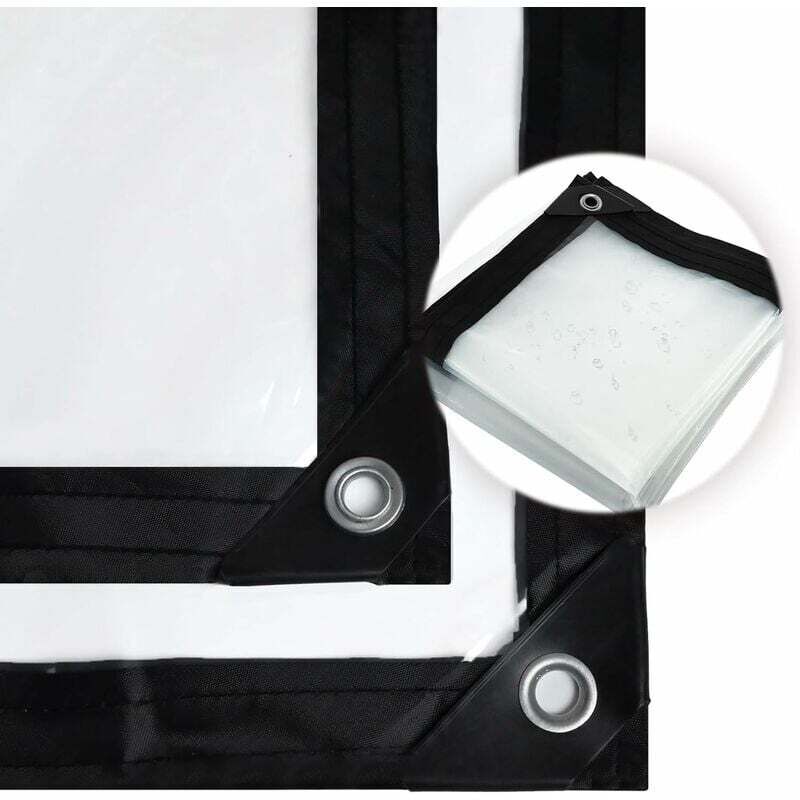 Bâche imperméable Transparente avec œillets, bâche imperméable Transparente, en polyéthylène résistant aux intempéries(3x3m)