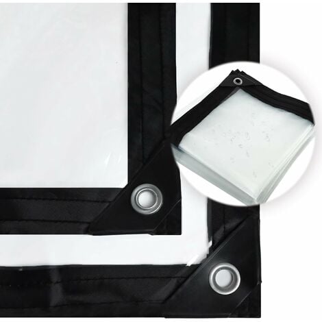 Bâche imperméable Transparente avec œillets, bâche imperméable Transparente, en polyéthylène résistant aux intempéries(3x3m)