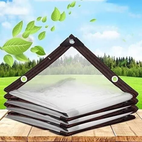 Bâche imperméable Transparente avec œillets-pour Meubles de Jardin-Utilisable en extérieur-Imperméable à la Pluie-Isolation des Plantes-Résistant à la poussière- 2 x 1 m