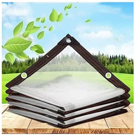 Bâche imperméable Transparente avec œillets-pour Meubles de Jardin-Utilisable en extérieur-Imperméable à la Pluie-Isolation des Plantes-Résistant à la poussière- 2 x 1 m