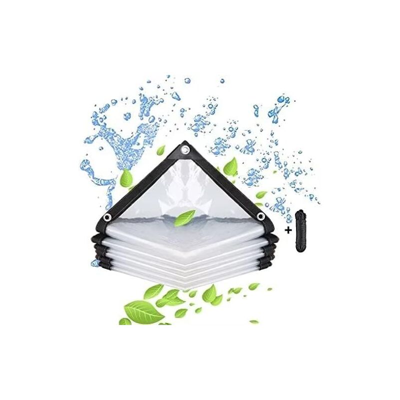 Bâche imperméable Transparente avec œillets-pour Meubles de Jardin-Utilisable en extérieur-Imperméable à la Pluie-Isolation des Plantes-Résistant à