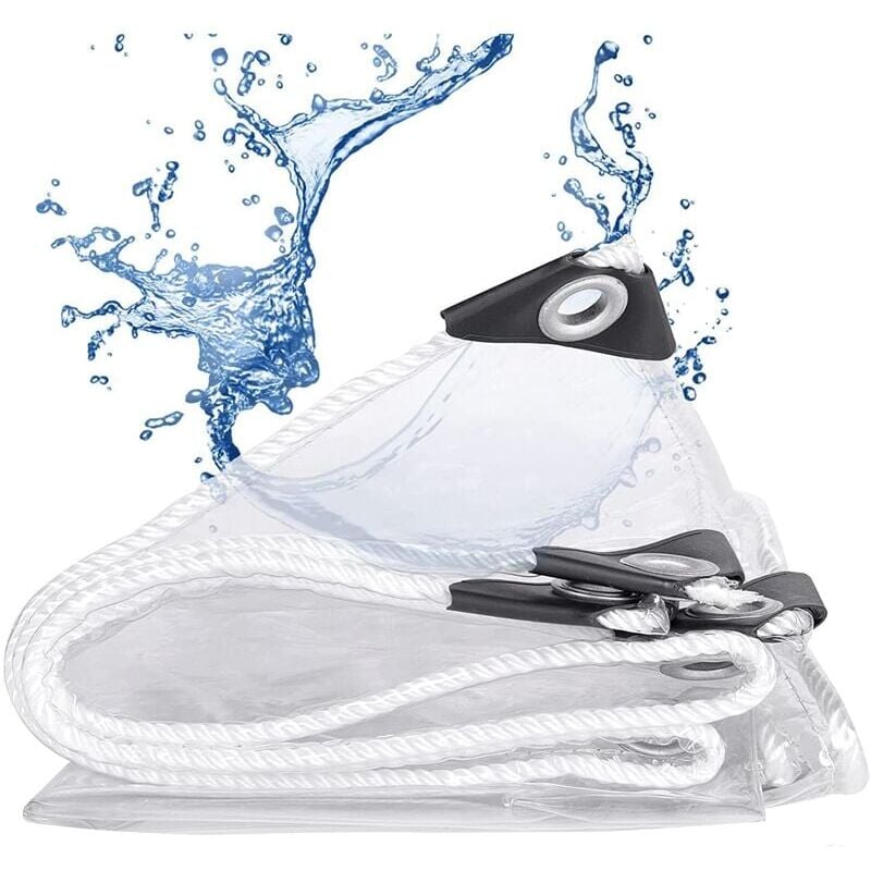 Tuserxln - Bâche Imperméable Transparente Indéchirable Anti-Pluie Étanche Coupe Vent Couverture Pvc Avec Oeillets, Housse Terrasse Jardin Camping