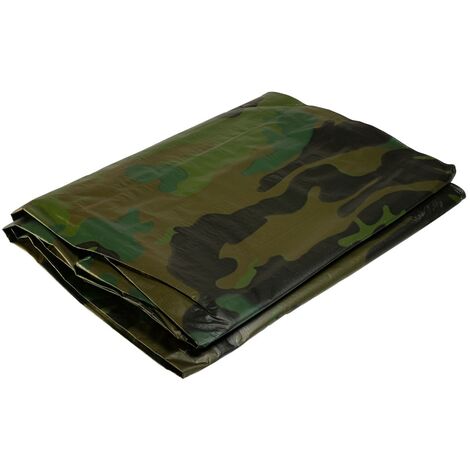Bâche militaire 3,6x5 m 150 gr/m2 Bâche camouflage de sol verte et noire Bâche de protection en polyéthylène - Verte et Noire