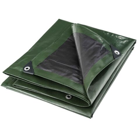 WerkaPro 10668 - Bâche industrielle - Ultra Lourde - 4x5 m - 240g/m2 - Réversible - Noire et Verte