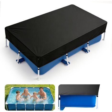 Bâche Piscine Rectangulaire, 225 x 150 cm Couverture de pour Hors-Sol Été et Hiver, Imperméable Bache Piscine, Résistant aux UV -