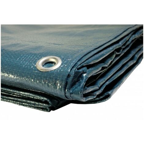 Bâche piscine rectangulaire 8x14m - couleur bleue marine - 140g/m2 avec filet d'écoulement