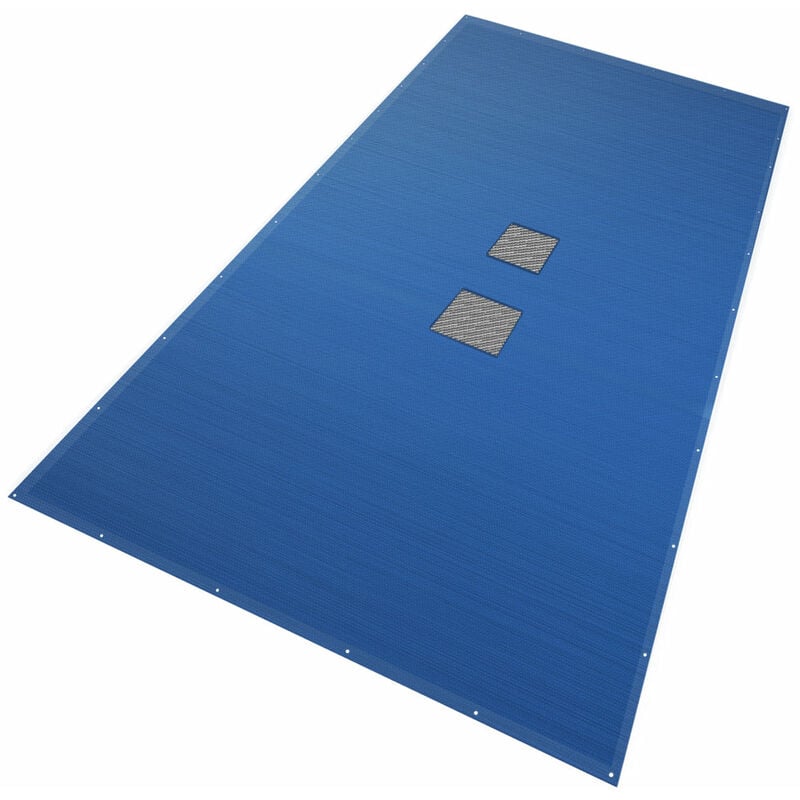 Vounot - Bache piscine rectangulaire double couche en Polyethylene 160 gr/m2 avec filet ecoulement 5x10m Bleue