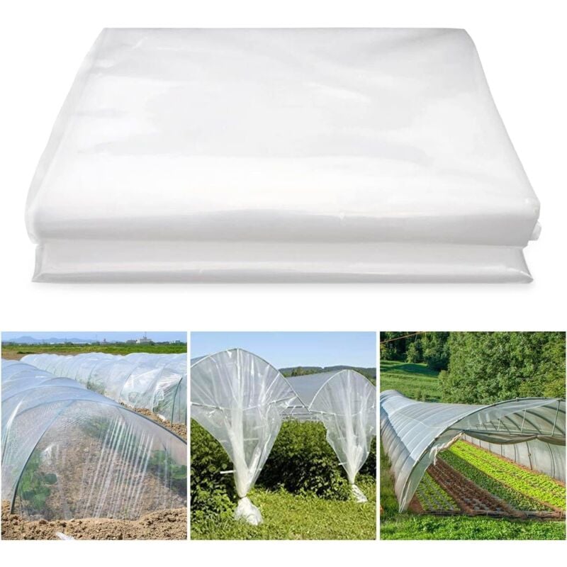 Bache Plastique Transparente, 2 x 6 Mètres Bache pour Serre, Réutilisable Bache Serre, DIY Bache Serre de Jardin, Bache de Serre Convient aux Serres
