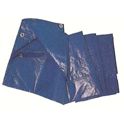 Bache polye'thyle'ne standard bleu 6x8 m couverture e'tanche avec illets et renforce'e sur les bords