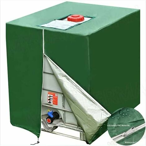 Bache pour Cuve 1000 l, Bâche de Protection Solaire pour réservoir d'eau de Pluie IBC, Anti-poussière Anti-UV, Housse de Protection, bâche de Protection vert (116 x 100 x 120 cm)