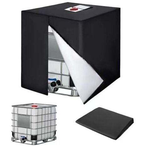 Bache pour Cuve 1000L , 420D Réservoir d'eau Couvercle, Anti-UV Housse Protection Cuve, Bâche de Protection Cuve IBC avec Fermeture éclair, 120 x 100 x 116 cm(Noir)