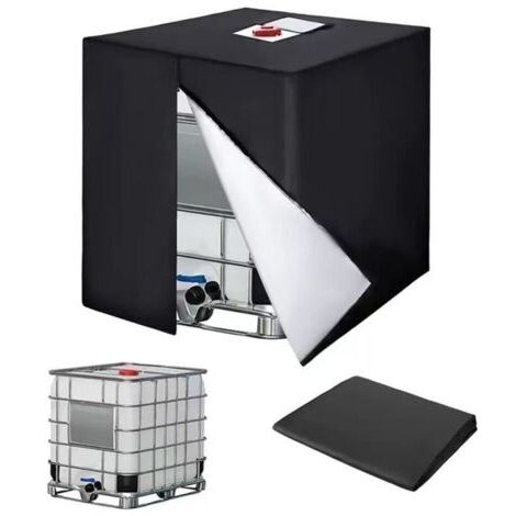 Bache pour Cuve 1000L , 420D Réservoir d'eau Couvercle, Anti-UV Housse Protection Cuve, Bâche de Protection Cuve IBC avec Fermeture éclair, 120 x 100 x 116 cm(Noir)